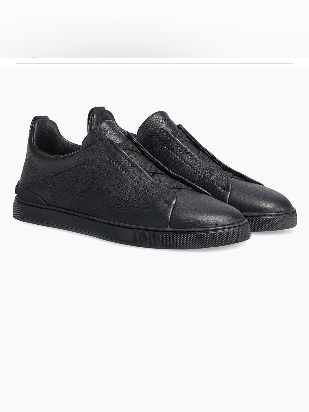 ZEGNA Black Deerskin Triple Stitch Low Top Sneakers size 9 preowned